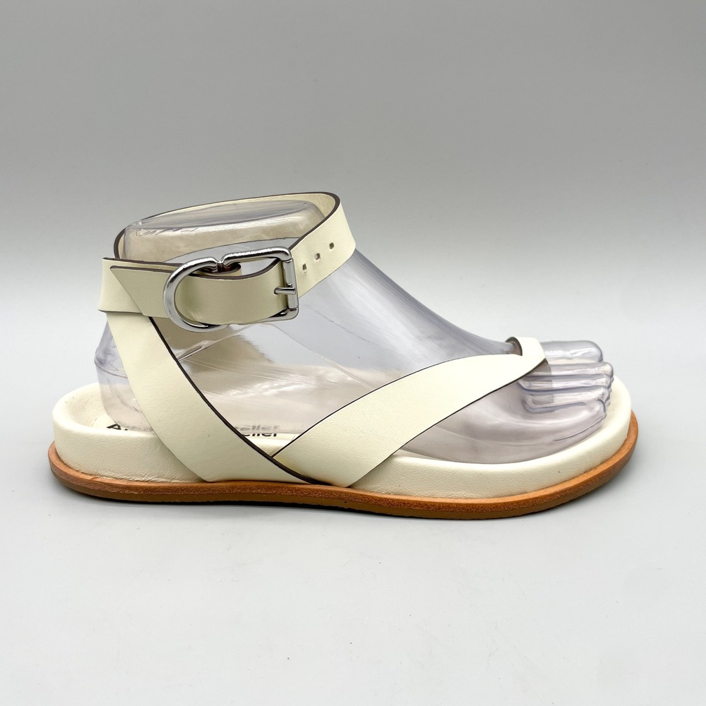 Ammonde Atelier Womens 6 Agatha Ankle Strap Toe Loop Sandals Off White Leather